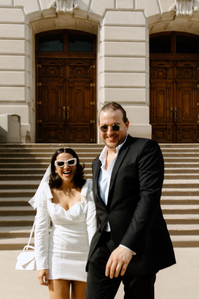 Newly eloped couple outside of the courthouse in indianapolis 