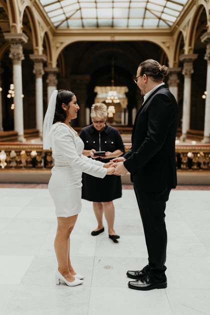 bride and groom posing for elopement photos