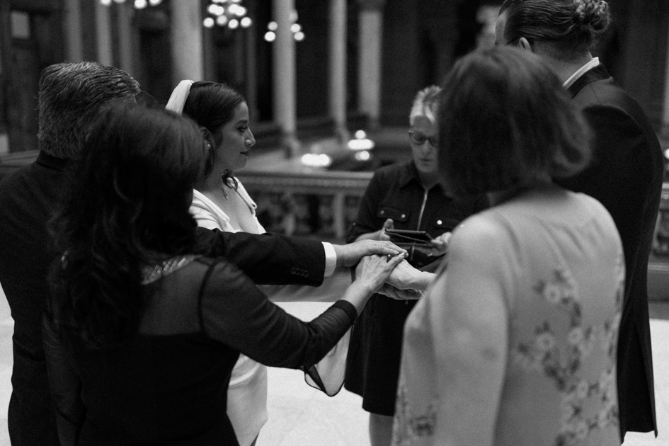 bride and groom posing for elopement photos