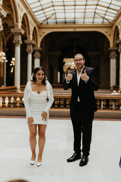 bride and groom posing for elopement photos