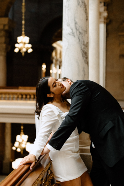 bride and groom posing for elopement photos