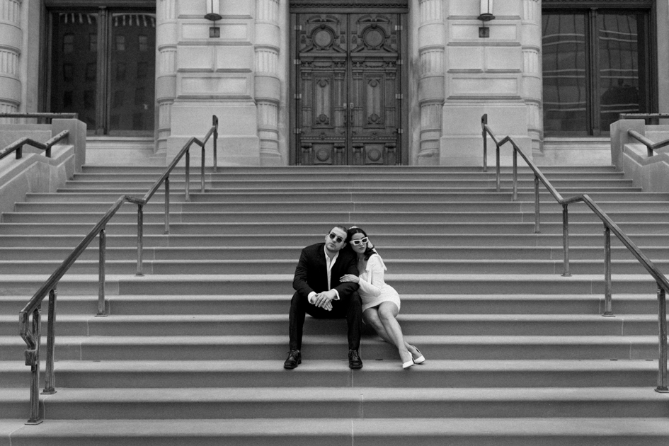 bride and groom posing for elopement photos