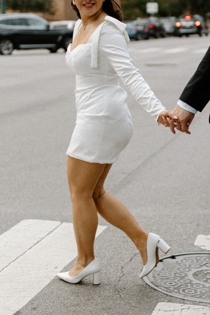 couple walking downtown indianapolis 