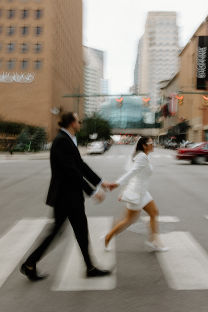 couple walking downtown indianapolis 