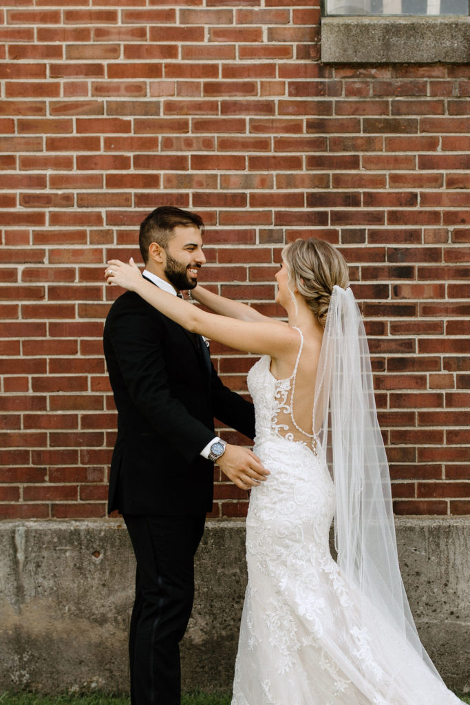 Bride and grooms first looks before South Bend Indiana wedding