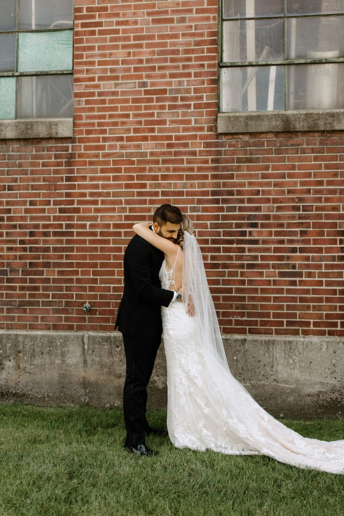 Bride and grooms first looks before South Bend Indiana wedding