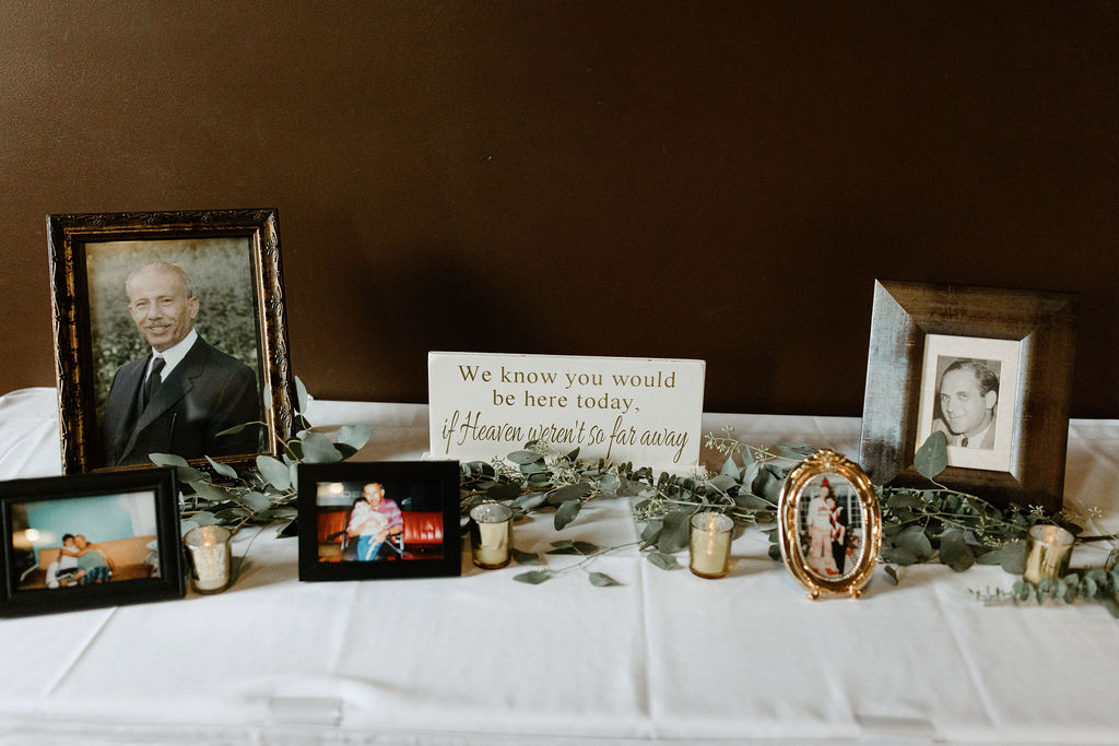 Wedding reception memorial table