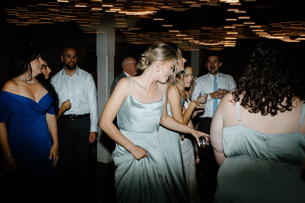 wedding guests dancing at south bend indiana wedding reception