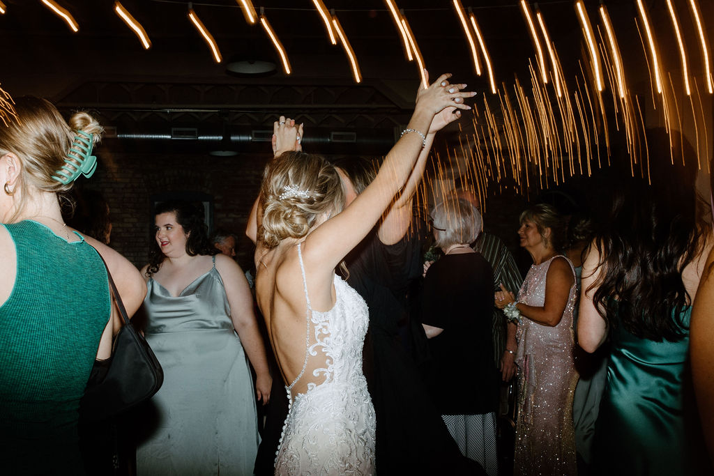 wedding guests dancing at south bend indiana wedding reception