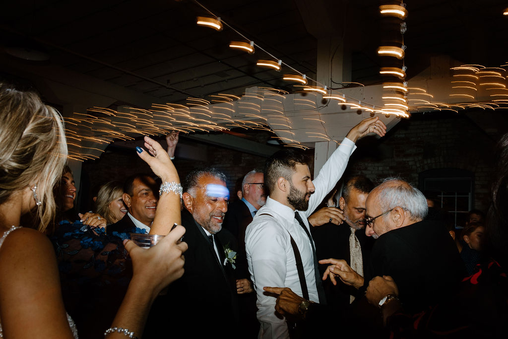 wedding guests dancing at south bend indiana wedding reception