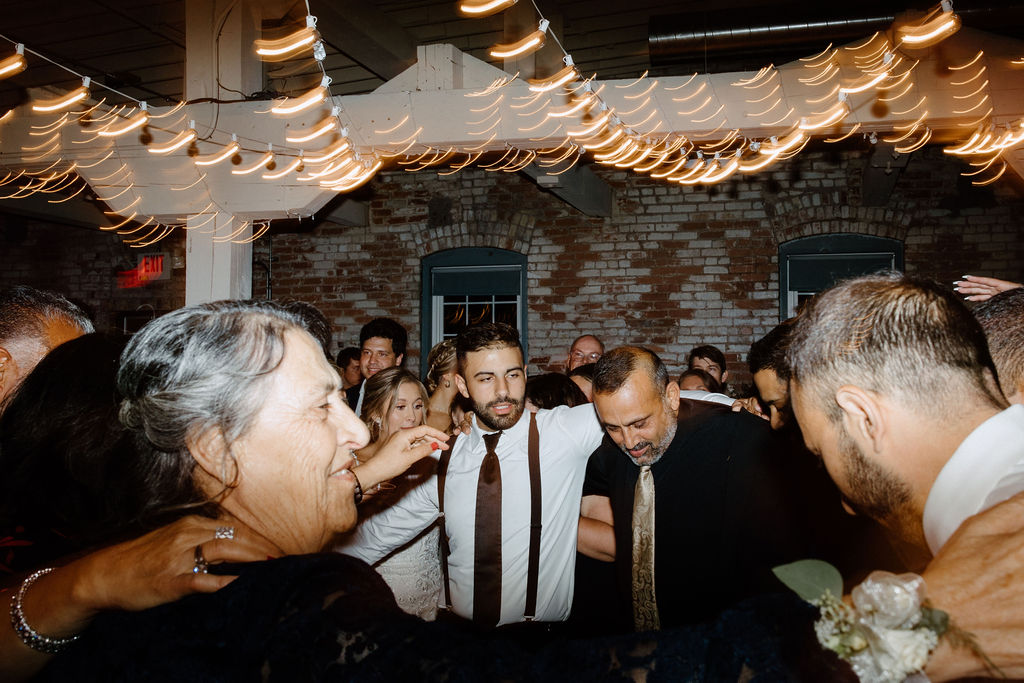 wedding guests dancing at south bend indiana wedding reception