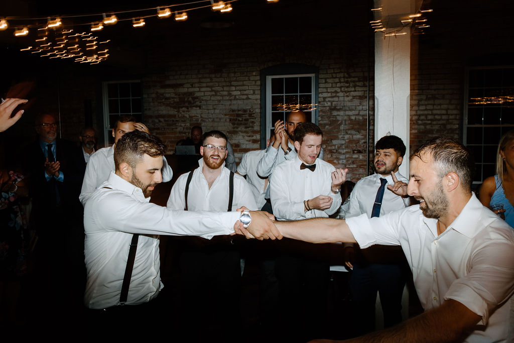 wedding guests dancing at south bend indiana wedding reception