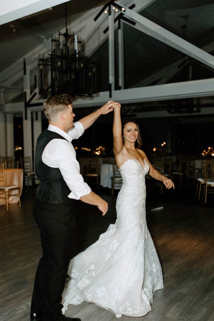 bride and grooms last dance before wedding exit