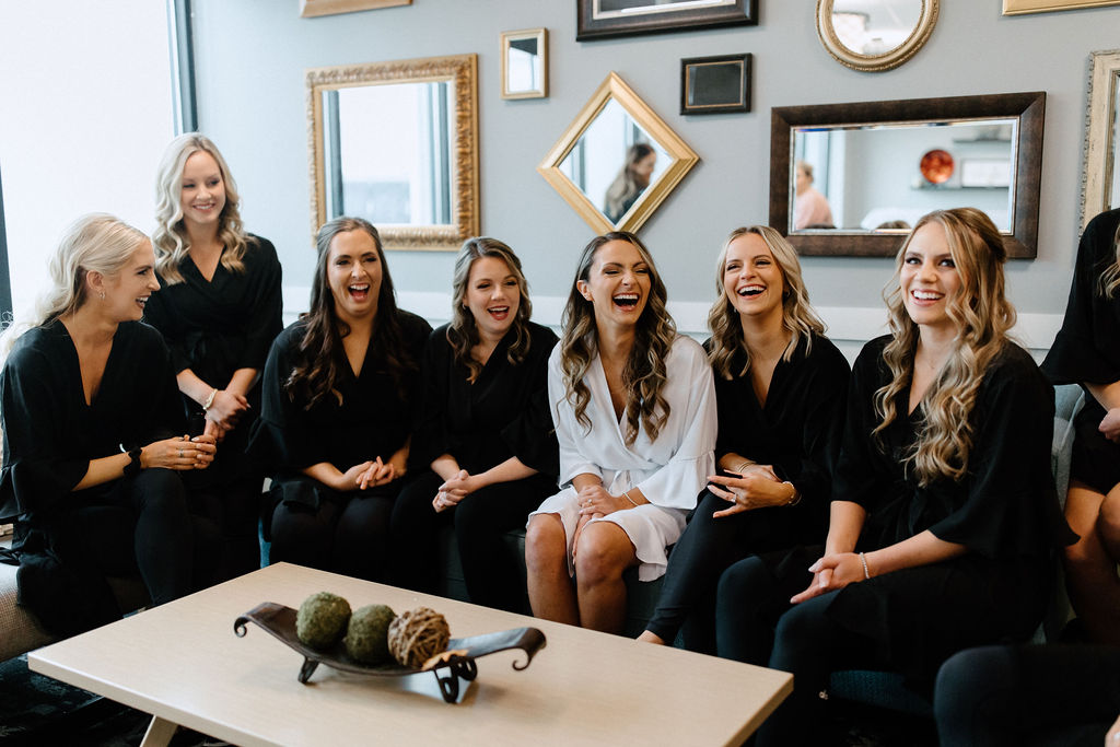 bride and bridesmaids before wedding