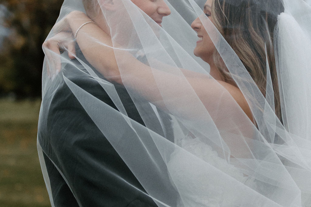 Bride and groom wedding portraits after Indiana wedding