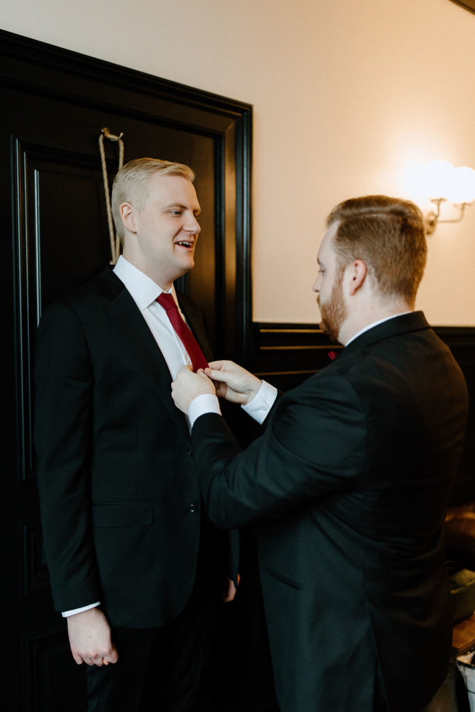 Groom getting ready