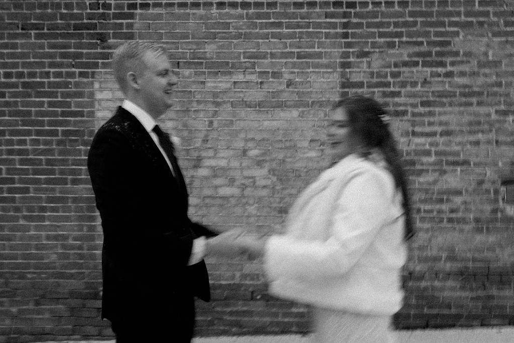 Bride and groom winter wedding portraits at The Hobson in Kokomo Indiana wedding venue