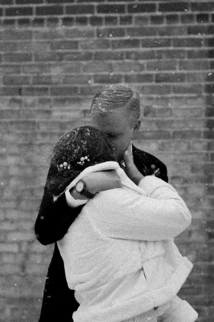 Bride and groom winter wedding portraits at The Hobson in Kokomo Indiana wedding venue