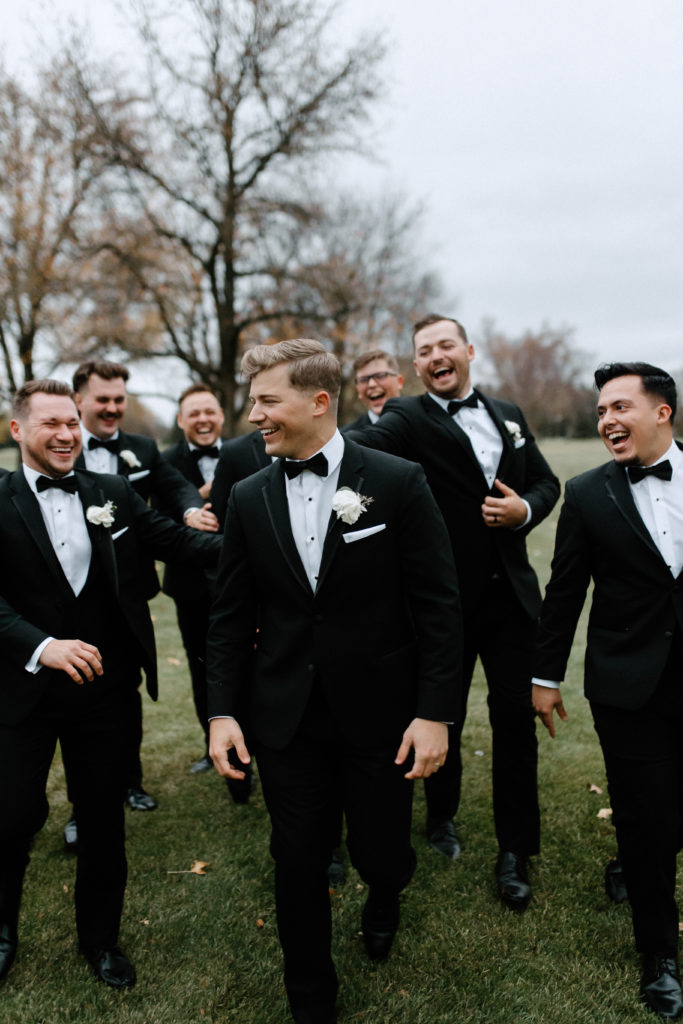 Groom and groomsman photos from wedding at The Morris Park Country Club wedding venue in South Bend, Indiana