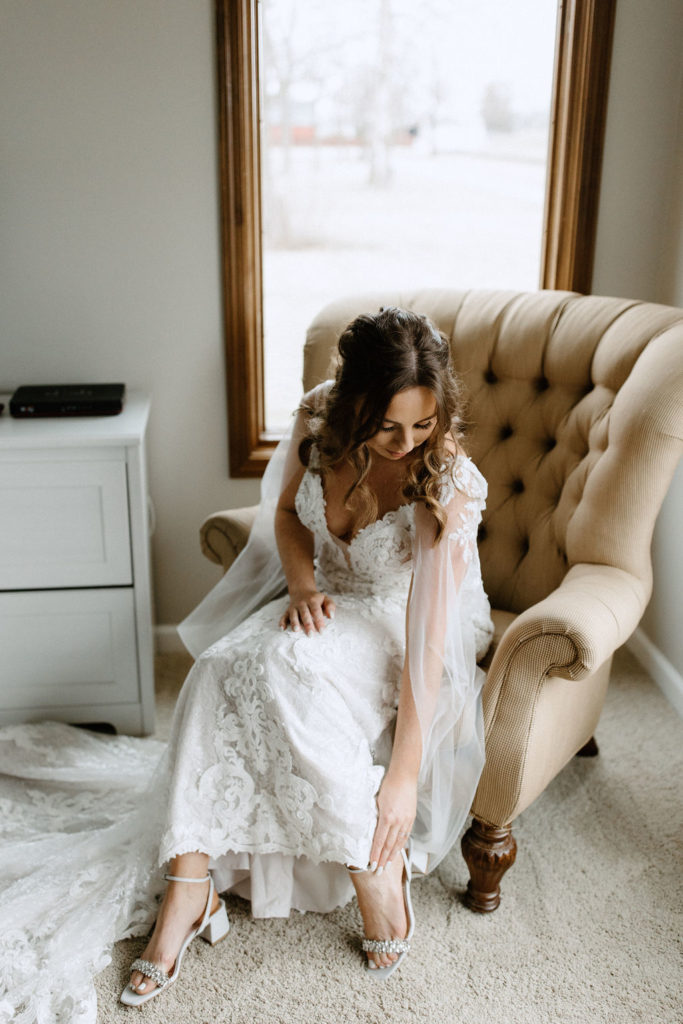 Bride getting ready for wedding ceremony