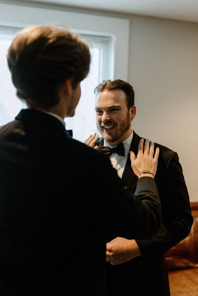 Groom getting ready for ceremony