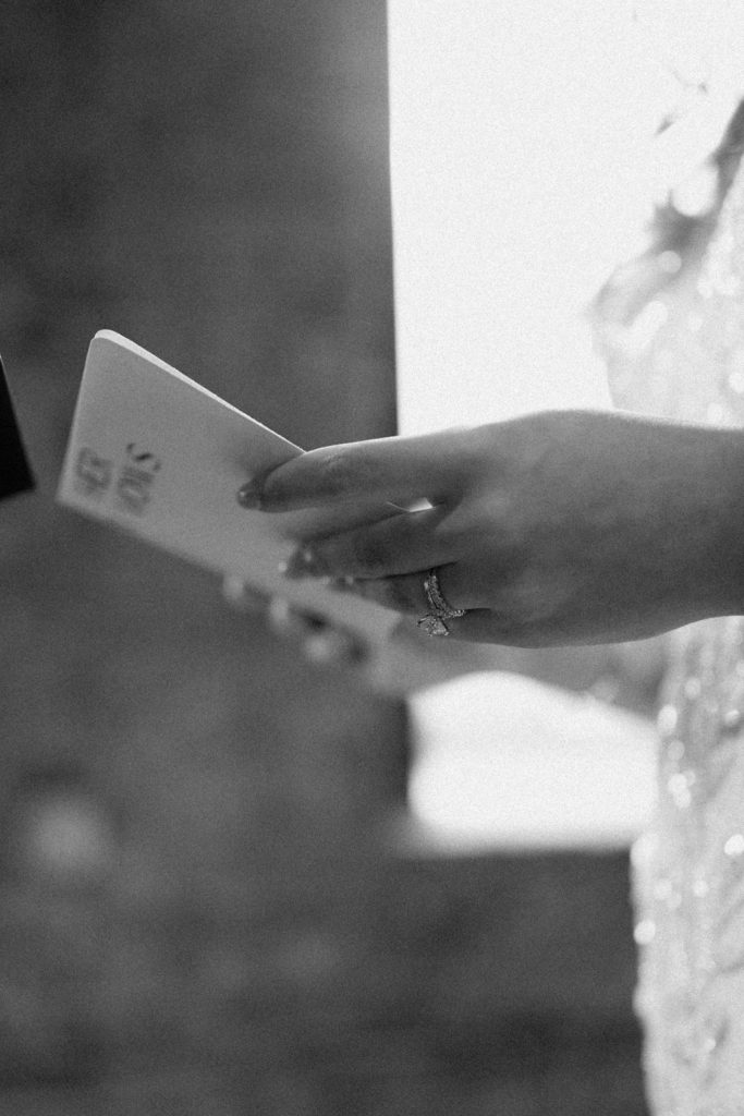 Bride and groom exchanging private vows