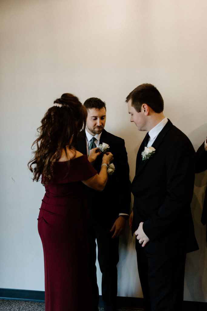 Groom getting ready