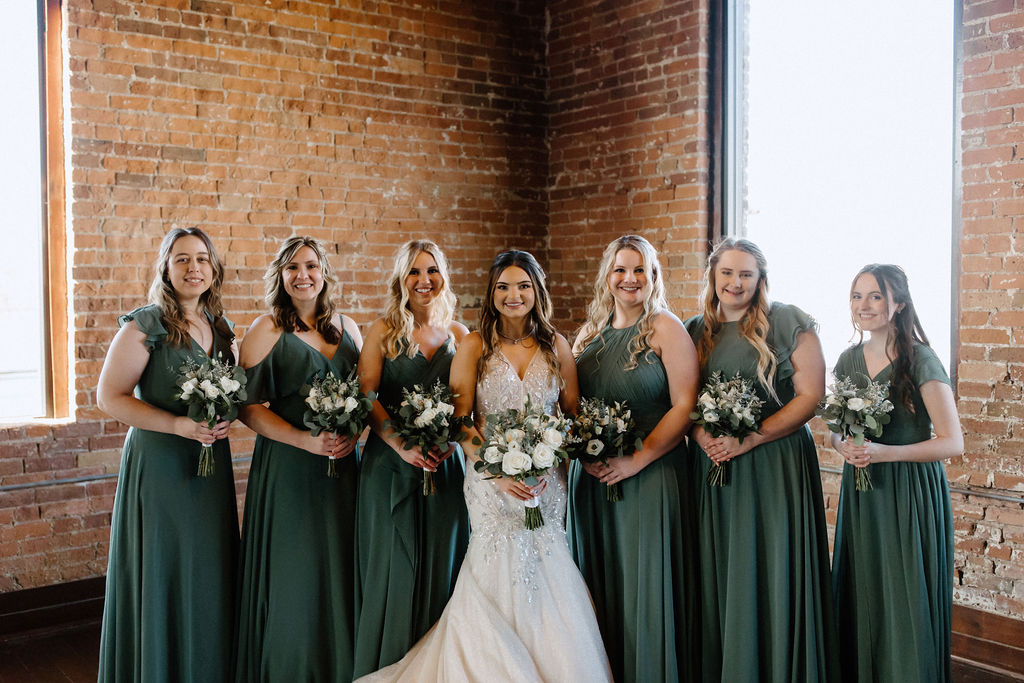 Bride and bridesmaids photographed by Indianapolis wedding photographer Brianna Dutcher