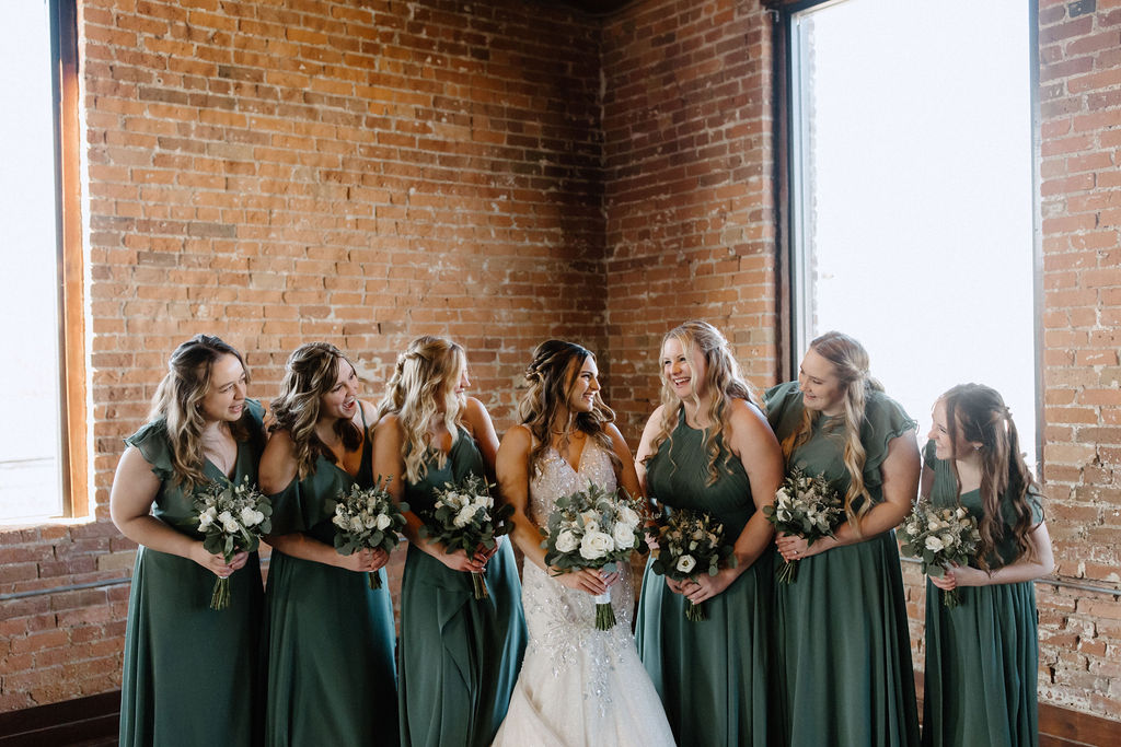 Bride and bridesmaids photographed by Indianapolis wedding photographer Brianna Dutcher