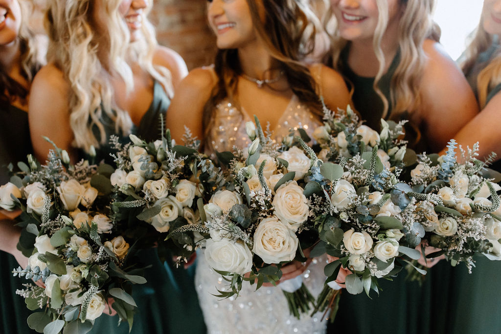 Bride and bridesmaids photographed by Indianapolis wedding photographer Brianna Dutcher