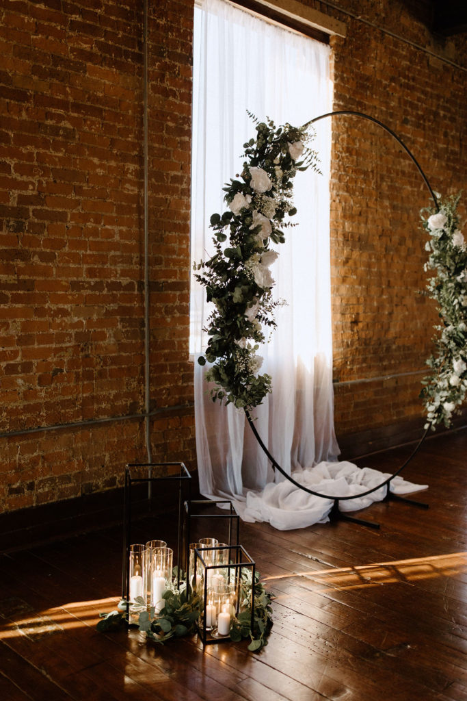 Wedding ceremony at Factory 12 Events Loft in Indiana