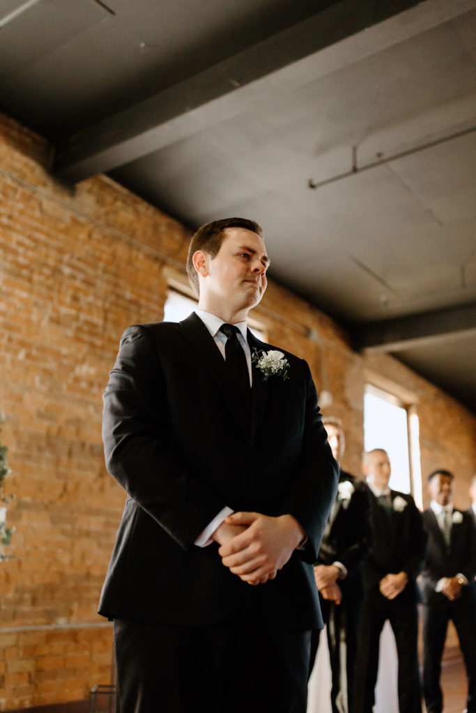 Wedding ceremony at Factory 12 Events Loft in Indiana