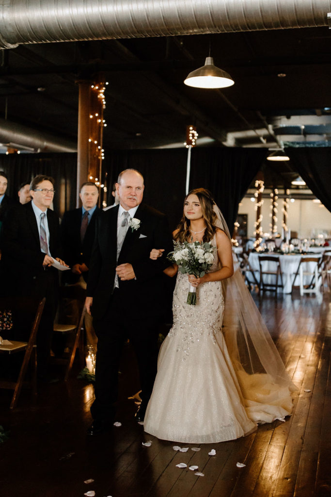 Wedding ceremony at Factory 12 Events Loft in Indiana