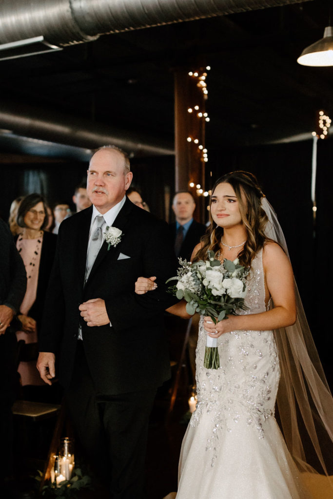 Wedding ceremony at Factory 12 Events Loft in Indiana