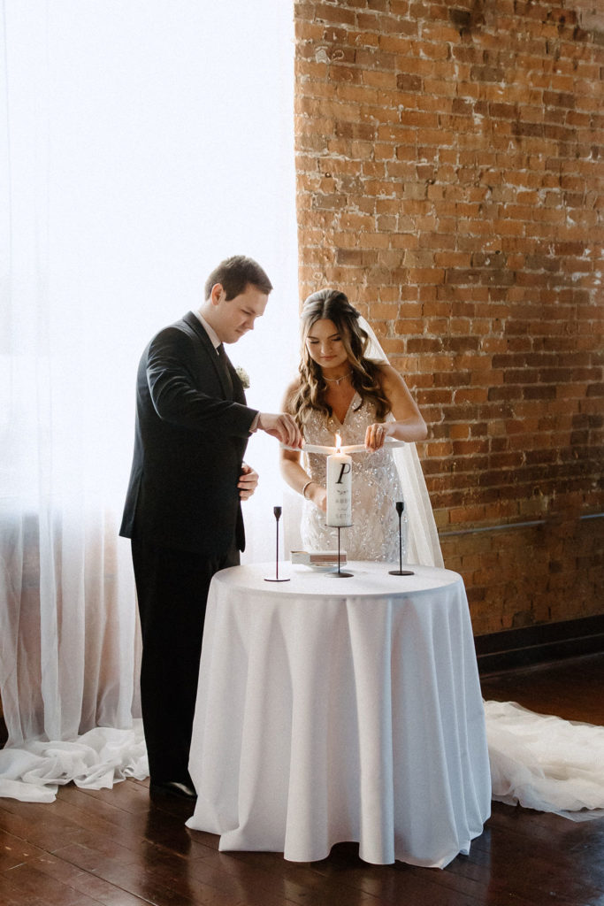 Wedding ceremony at Factory 12 Events Loft in Indiana