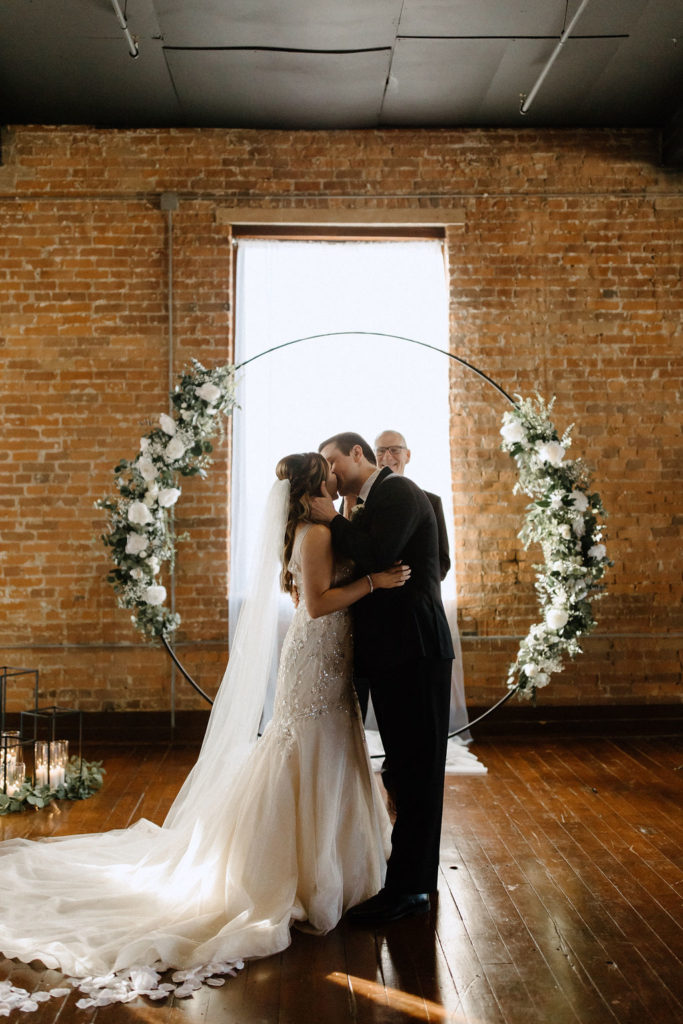 Wedding ceremony at Factory 12 Events Loft in Indiana