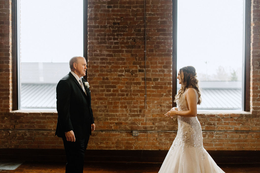 Bride and fathers first look