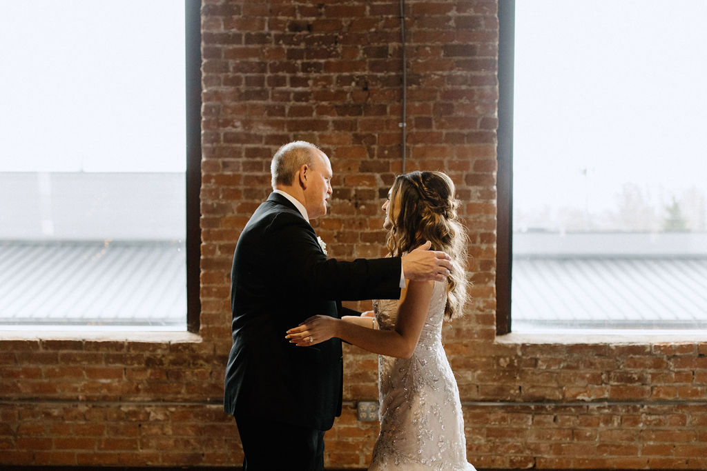 Bride and fathers first look