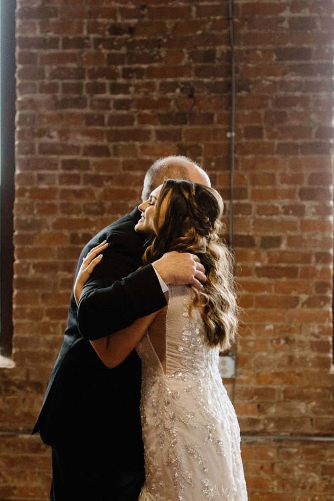 Bride and fathers first look