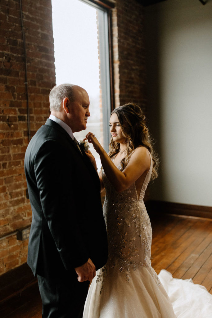 Bride and fathers first look