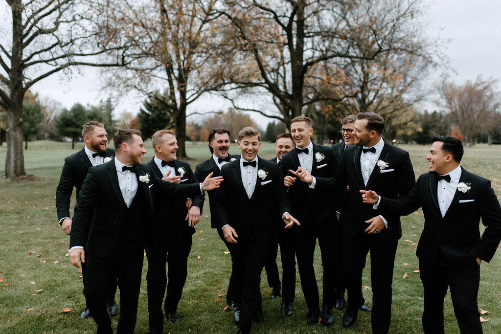 Groom and groomsman photos from wedding at The Morris Park Country Club wedding venue in South Bend, Indiana