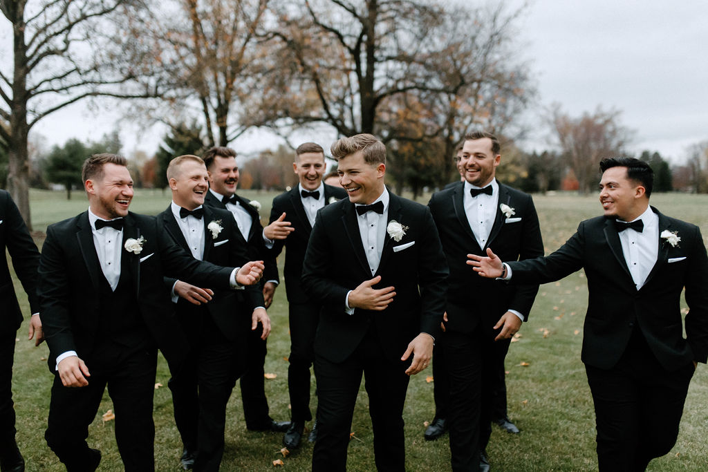 Groom and groomsman photos from wedding at The Morris Park Country Club wedding venue in South Bend, Indiana