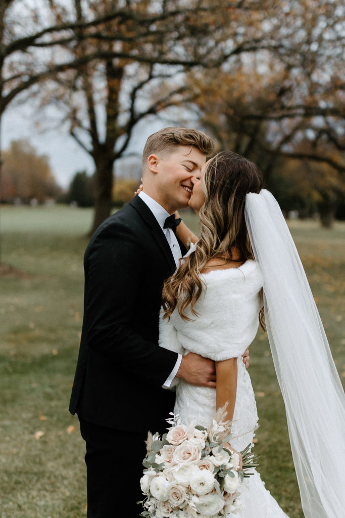 Bride and groom portraits for wedding at The Morris Park Country Club wedding venue in South Bend, Indiana