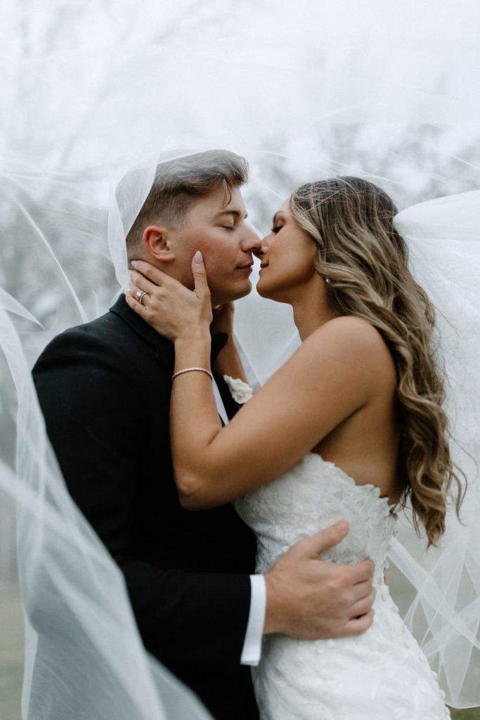 Bride and groom portraits for wedding at The Morris Park Country Club wedding venue in South Bend, Indiana