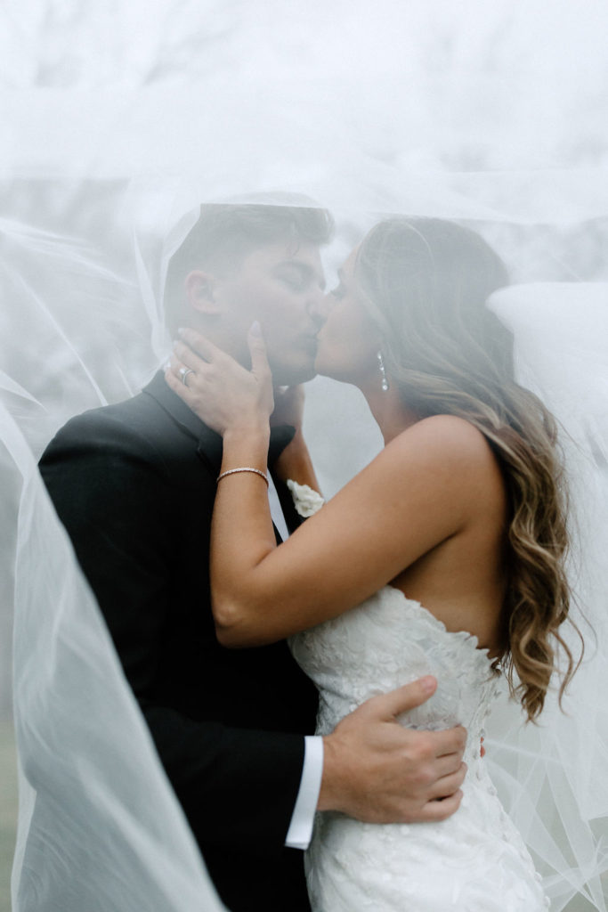 Bride and groom portraits for wedding at The Morris Park Country Club wedding venue in South Bend, Indiana