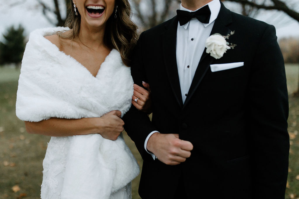 Bride and groom portraits for wedding at The Morris Park Country Club wedding venue in South Bend, Indiana