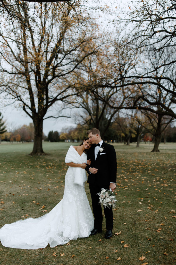 Bride and groom portraits for wedding at The Morris Park Country Club wedding venue in South Bend, Indiana