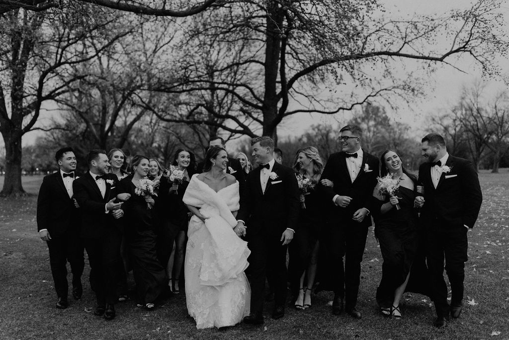 Bridal party photos from wedding at the Morris Park Country club wedding venue in South Bend, Indiana