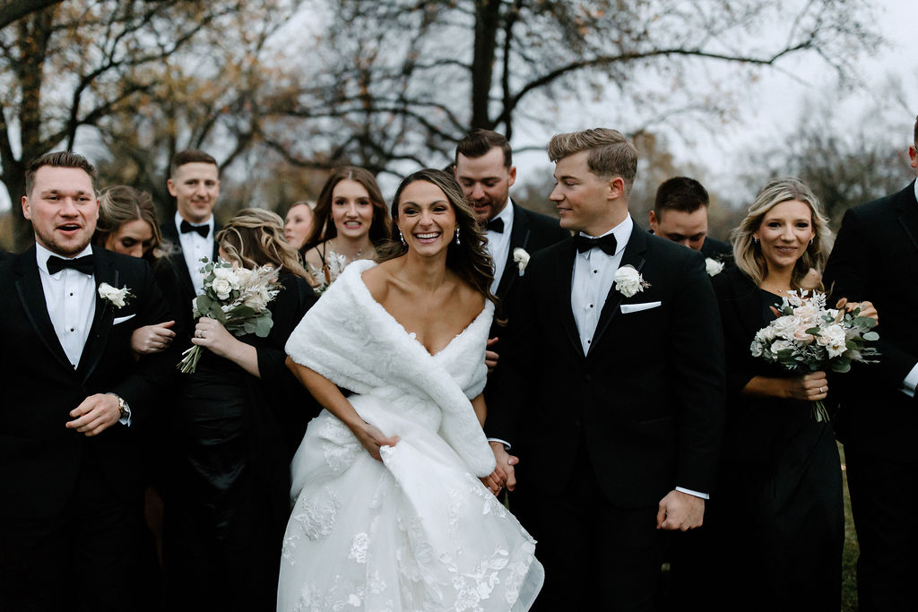 Bridal party photos from wedding at the Morris Park Country club wedding venue in South Bend, Indiana