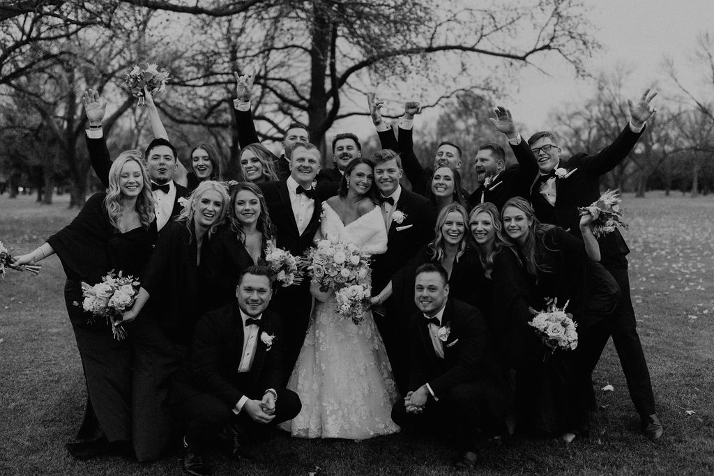 Bridal party photos from wedding at the Morris Park Country club wedding venue in South Bend, Indiana